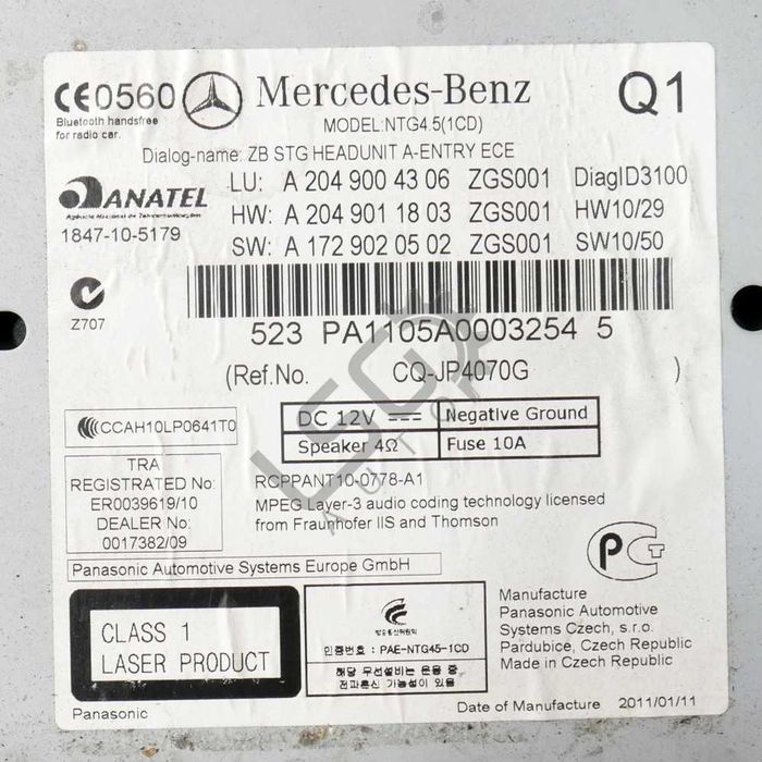 CD плеър Mercedes-Benz C-Class 204 (W/S/C) 2007-2014 ID:148228