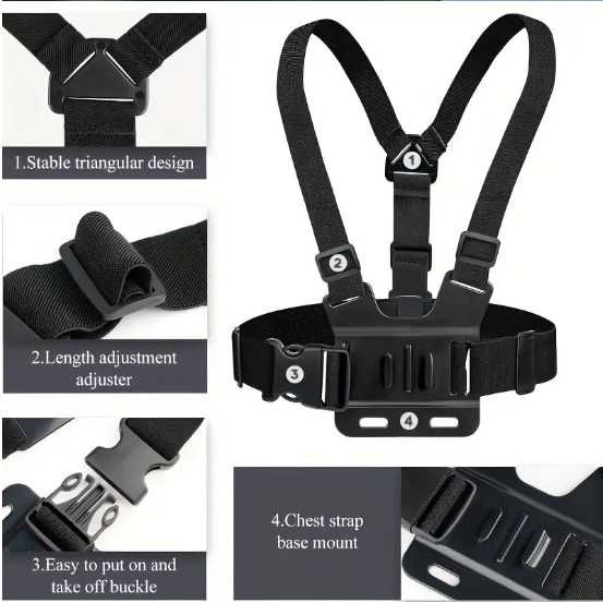 Suport de piept pentru telefon si GoPro cu diferite functii