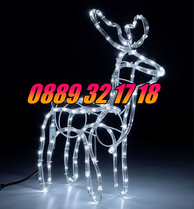 Коледен светещ елен, коледна украса, топла бяла светлина