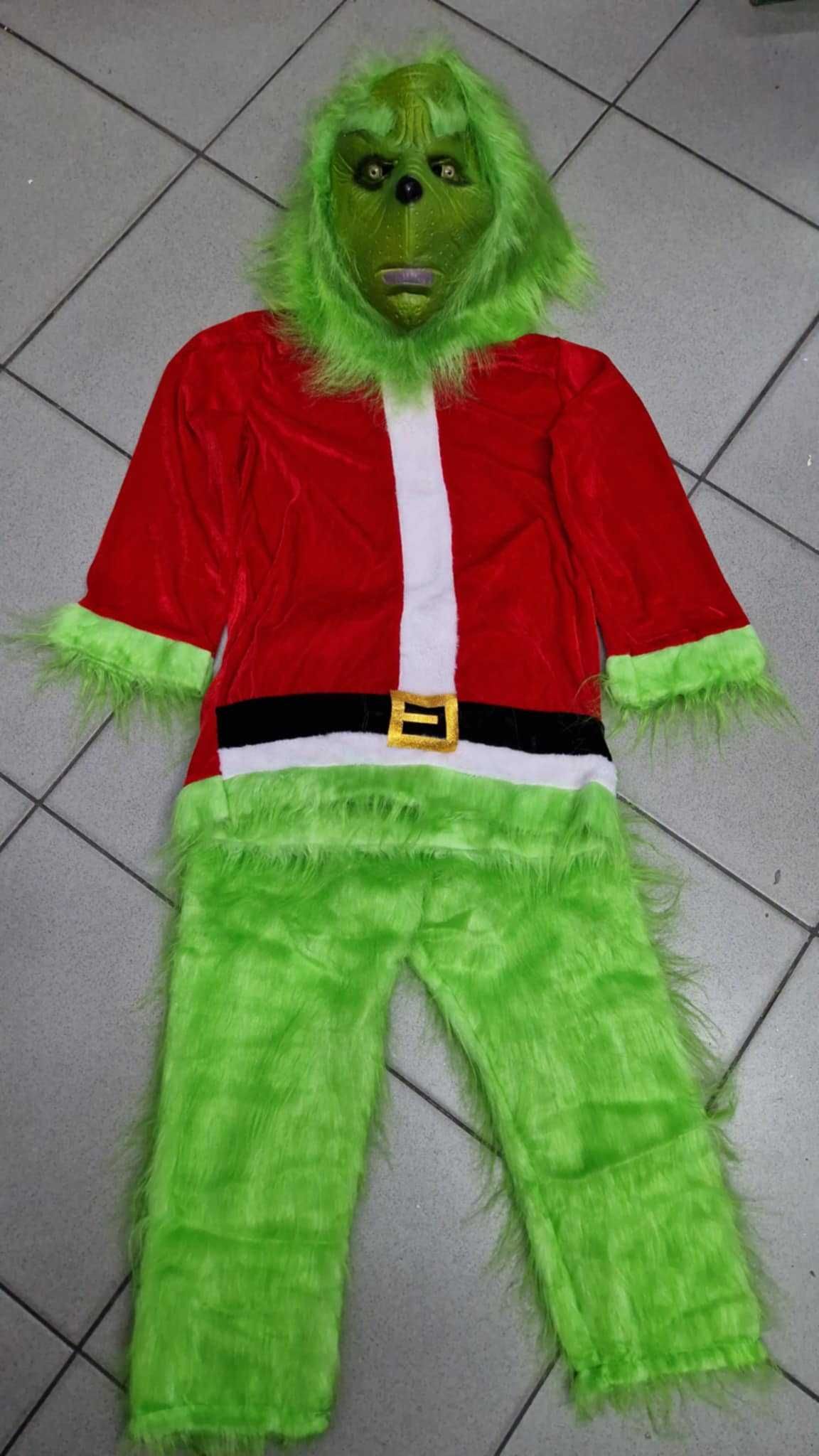 GRINCH costum blana + masca latex (mos craciun spiridus fulg de nea)