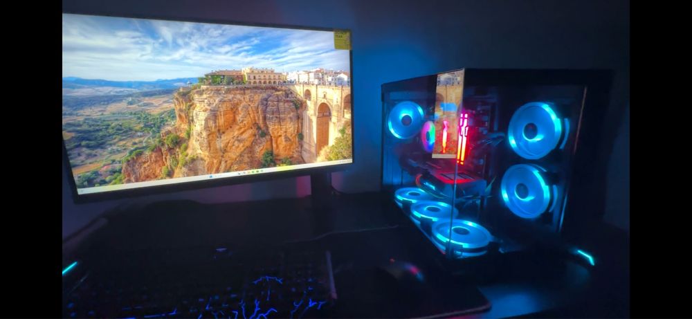 Oferta!!! PC Gaming + Monitor + Birou Gaming Carbon(cu led) + GARANȚIE