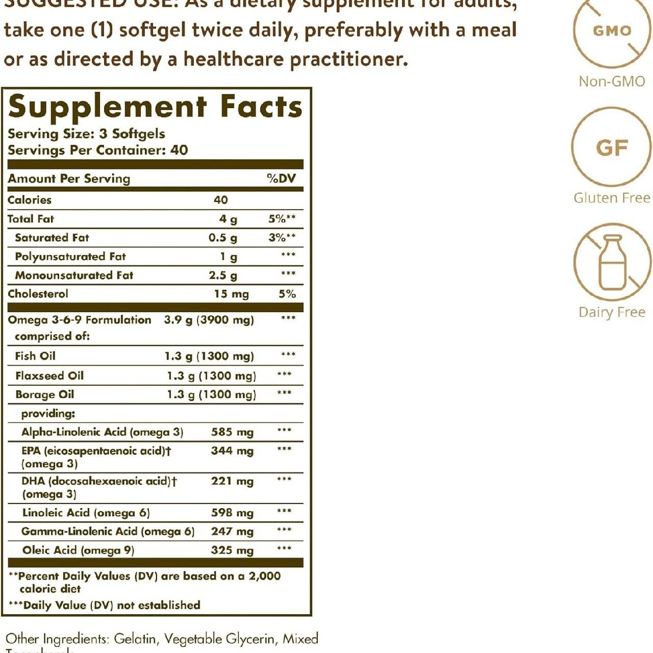 Solgar 1300 мг Омега 3-6-9, 120 мягких таблеток - Добавка с рыбьим жир