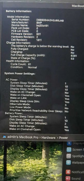 Apple MacBok Pro 15" A1990 i7, 16GB RAM, 256GB SSD 2019