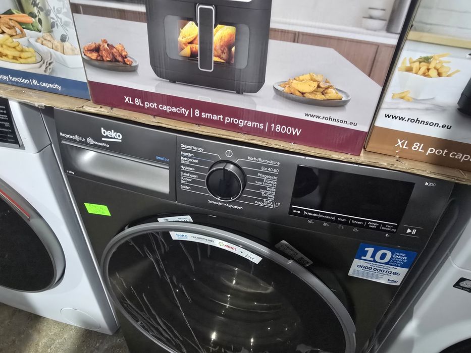 Нова 10 кг инверторна пералня с пара Беко/Beko инокс