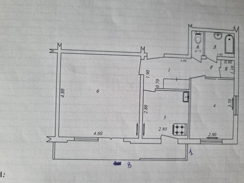 2/4/9 Ттз-2. Франция. 60м². Зал 5×6. Раздельные комнаты. Всё остаётся