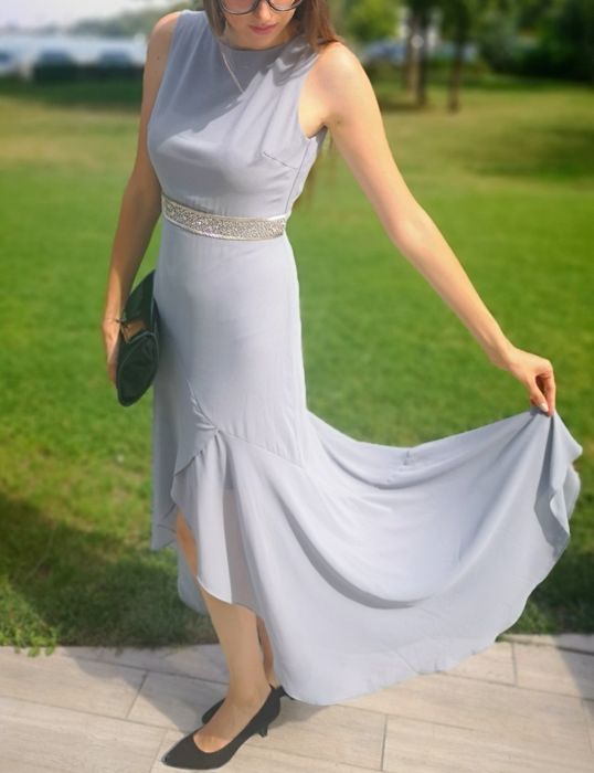 Официална синьо сива рокля tfnc london