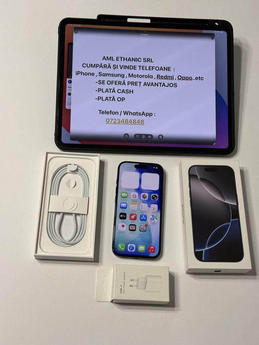 Iphone 16 PRO -30 cicluri -128 Gb -100% baterie - 11 Luni Garantie