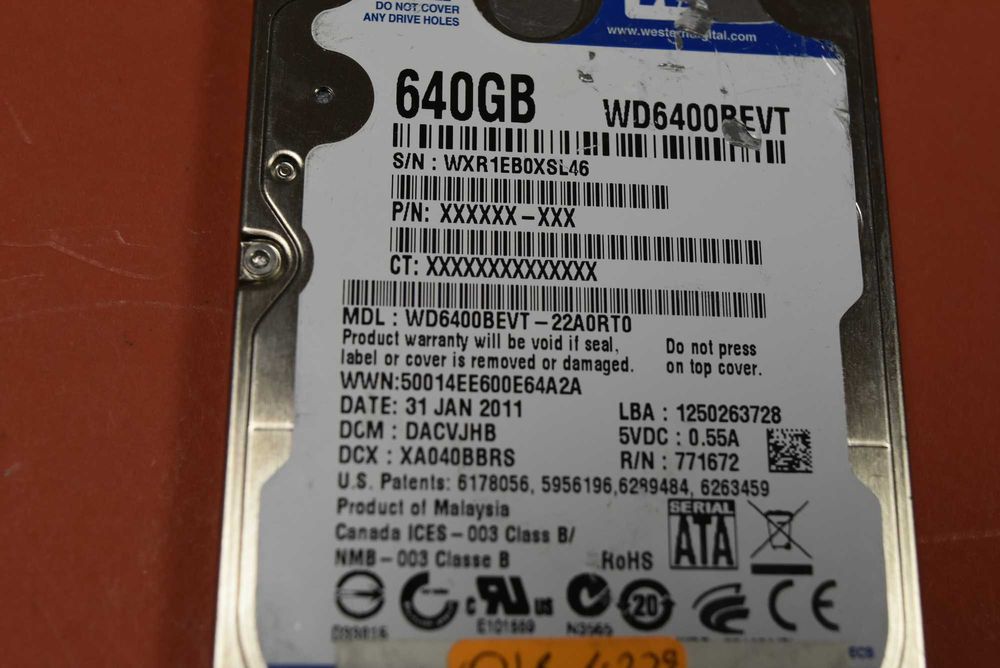 Hdd 640gb sataii  5400rpm 8mb cache - wd6400bevt - диск за лаптоп