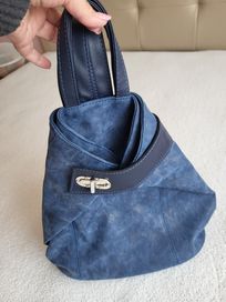 Модерна дамска раница чанта от еко кожа в цвят син