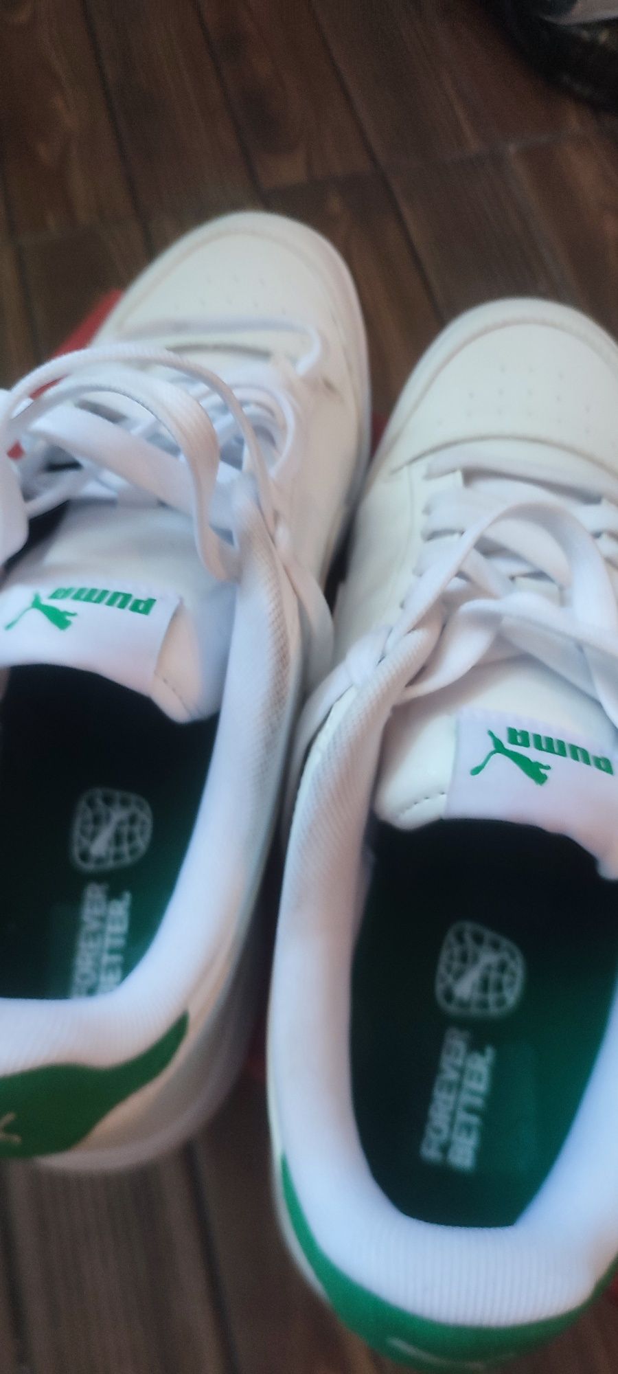 Reducere finală! Pantofi Puma shuffle alb cu verde mărimea 44
