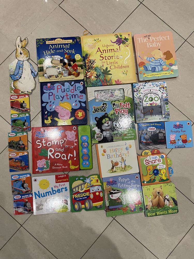 Книжки английски Peter the rabbit,Peppa Pig;DVD Barbie,Snowman,Tomas