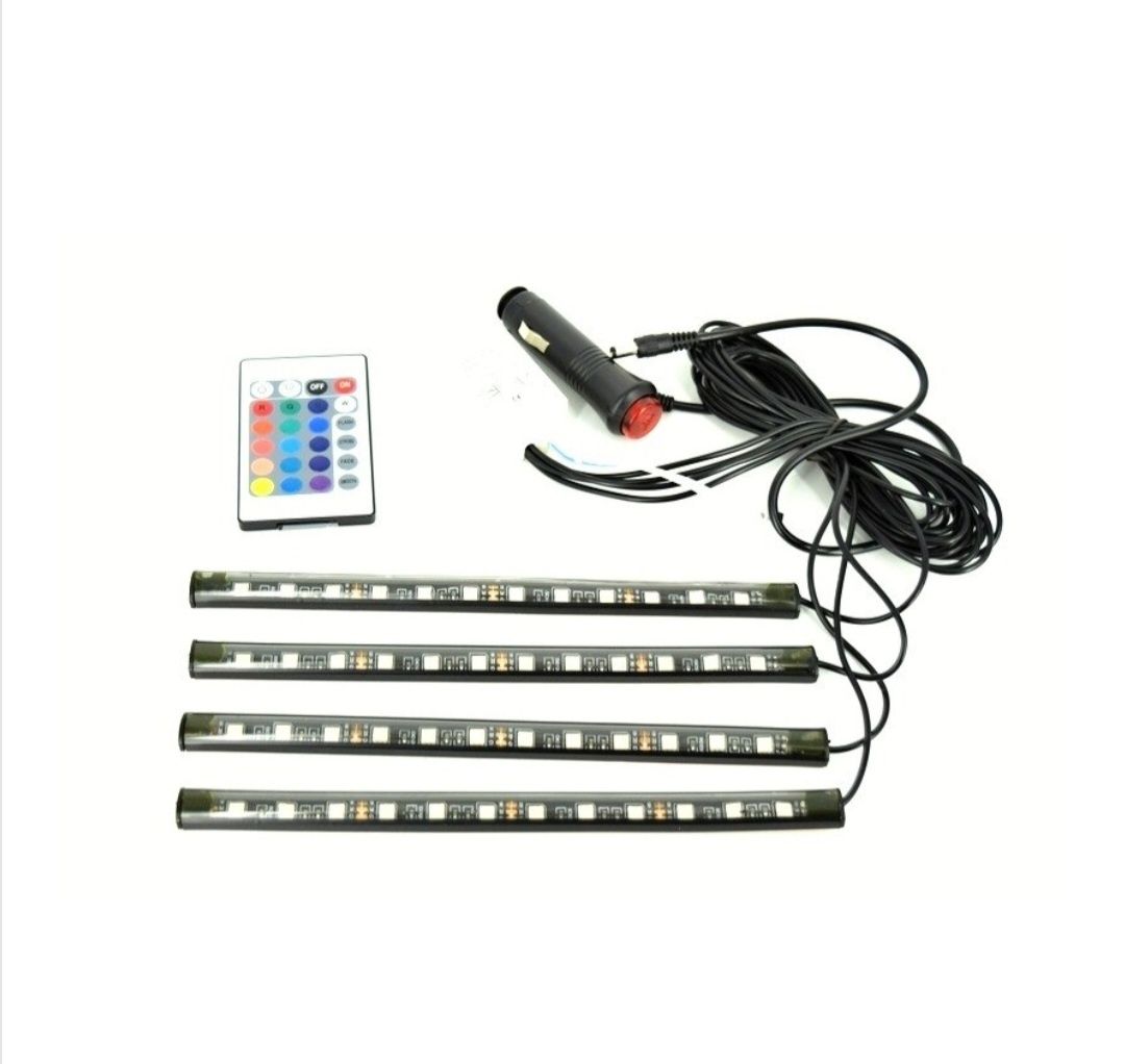 Интериорен комплект LED ленти 12 led RGB с дистанционно, 22см
