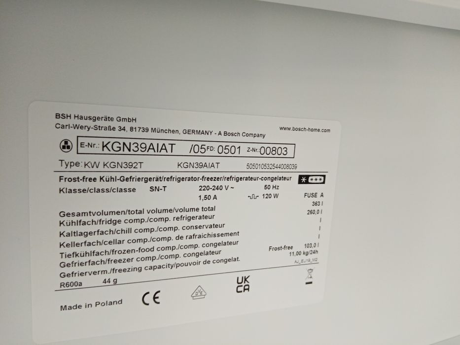 Combina frigorifica noua Bosch KGN39AIAI Clasa A!!! Preț magazin 7200