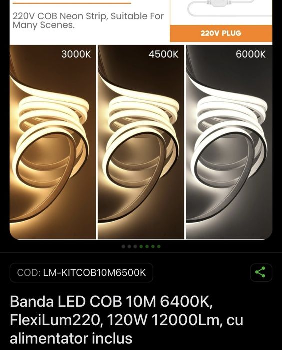 Vand banda led lumina neutra 4500K- 10 m/buc