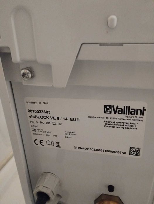 Centrala electrica pentru incalzire, Vaillant, eloBLOCK 8L, 9 kW
