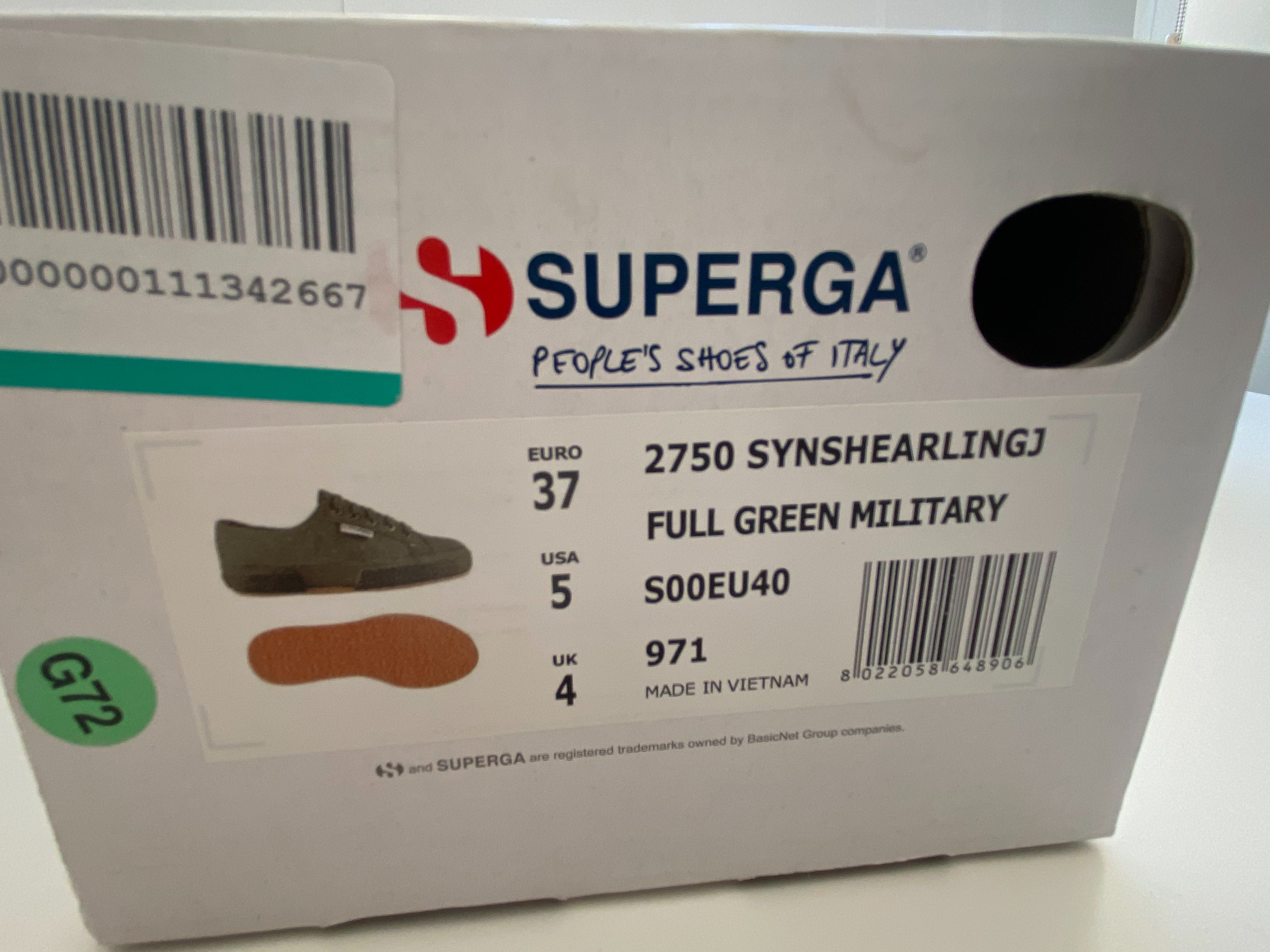 Papuci sport noi cu eticheta, "Superga", 37, unisex, military green