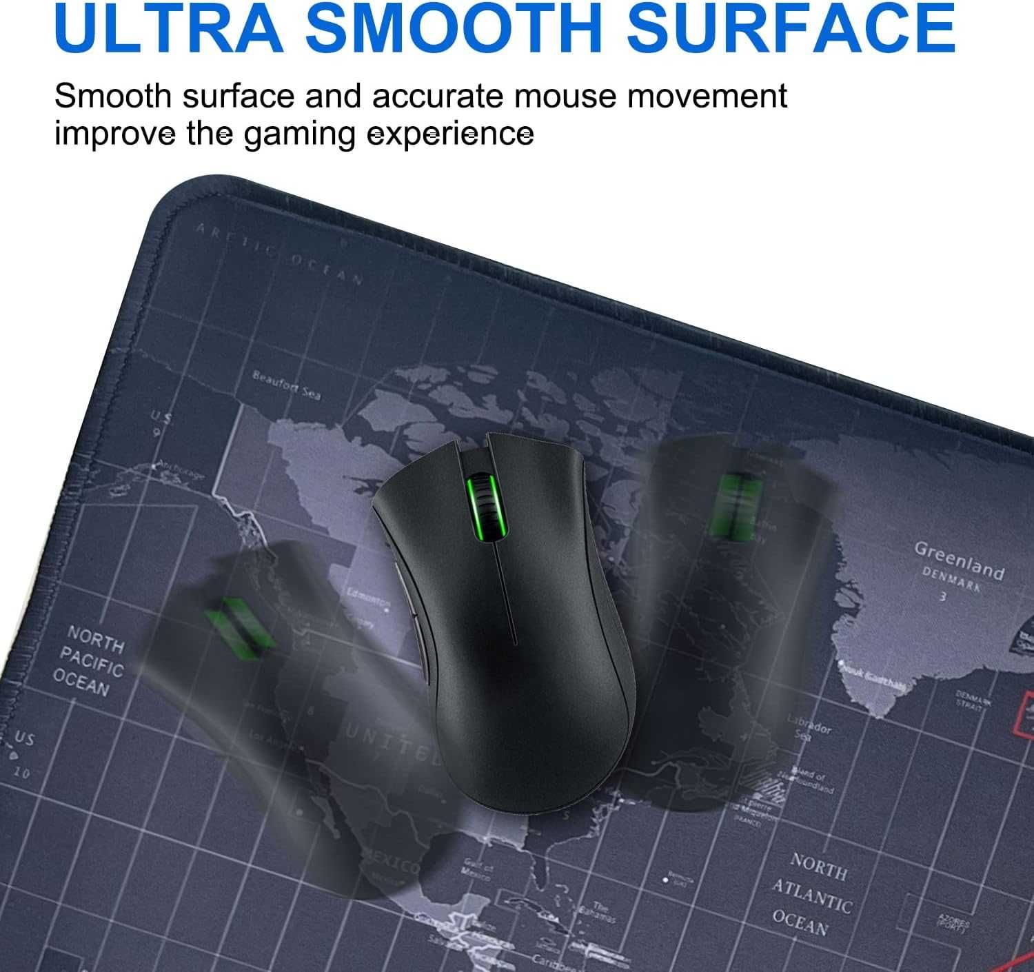 Mousepad Gaming XXL cu Harta Lumii Antiderapant pentru Birou 90x40 cm