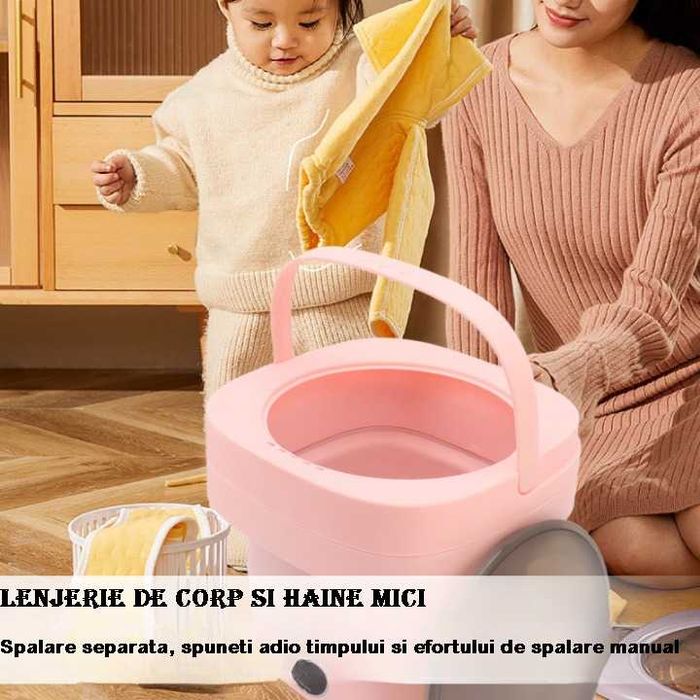 Masina de spalat rufe camping, portabila si pliabila, capacitate 6.5L