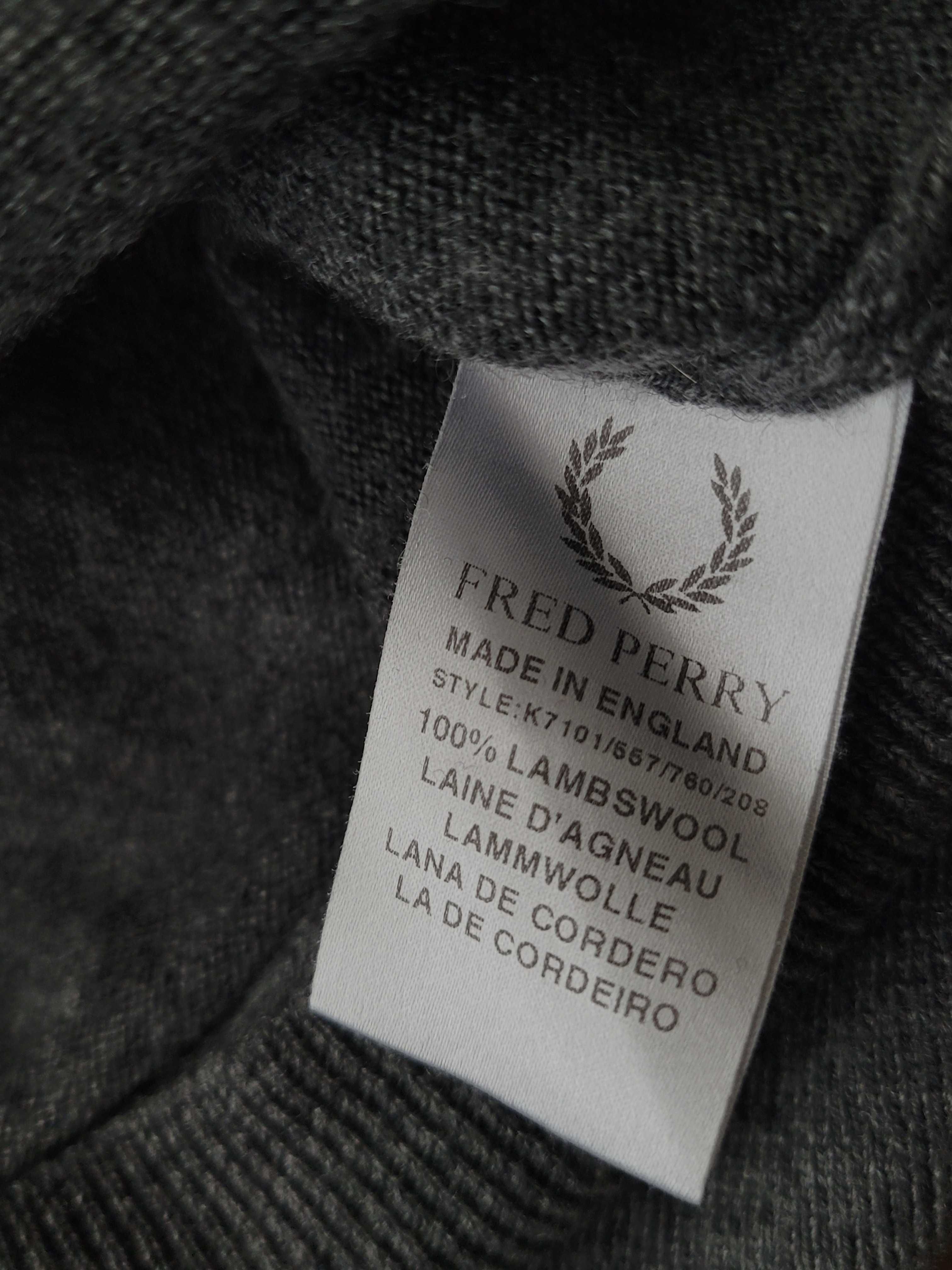 Pulover Fred Perry 100% lână, marimea M (Made in England)