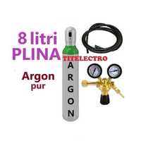 Butelie tub Argon PLINA 8 litri 200 bari + reductor BLACK + furtun gaz