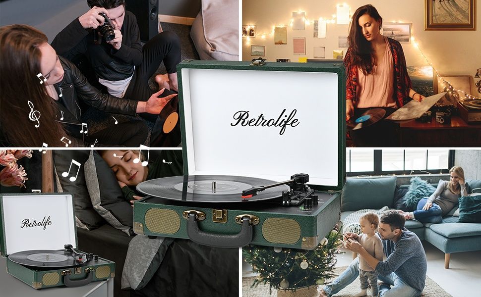 Преносим Грамофон тип "Куфар" с Bluetooth и Вградени Говорители, Retro