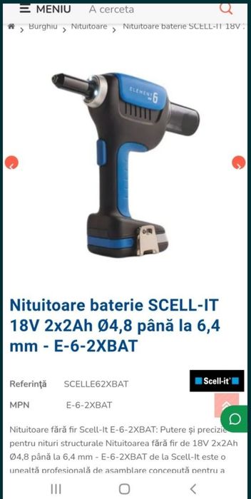 Pistol de Nituri SCELL-IT 18V 2x2Ah Ø4,8 până la 6,4 mm - E-6-2XBAT