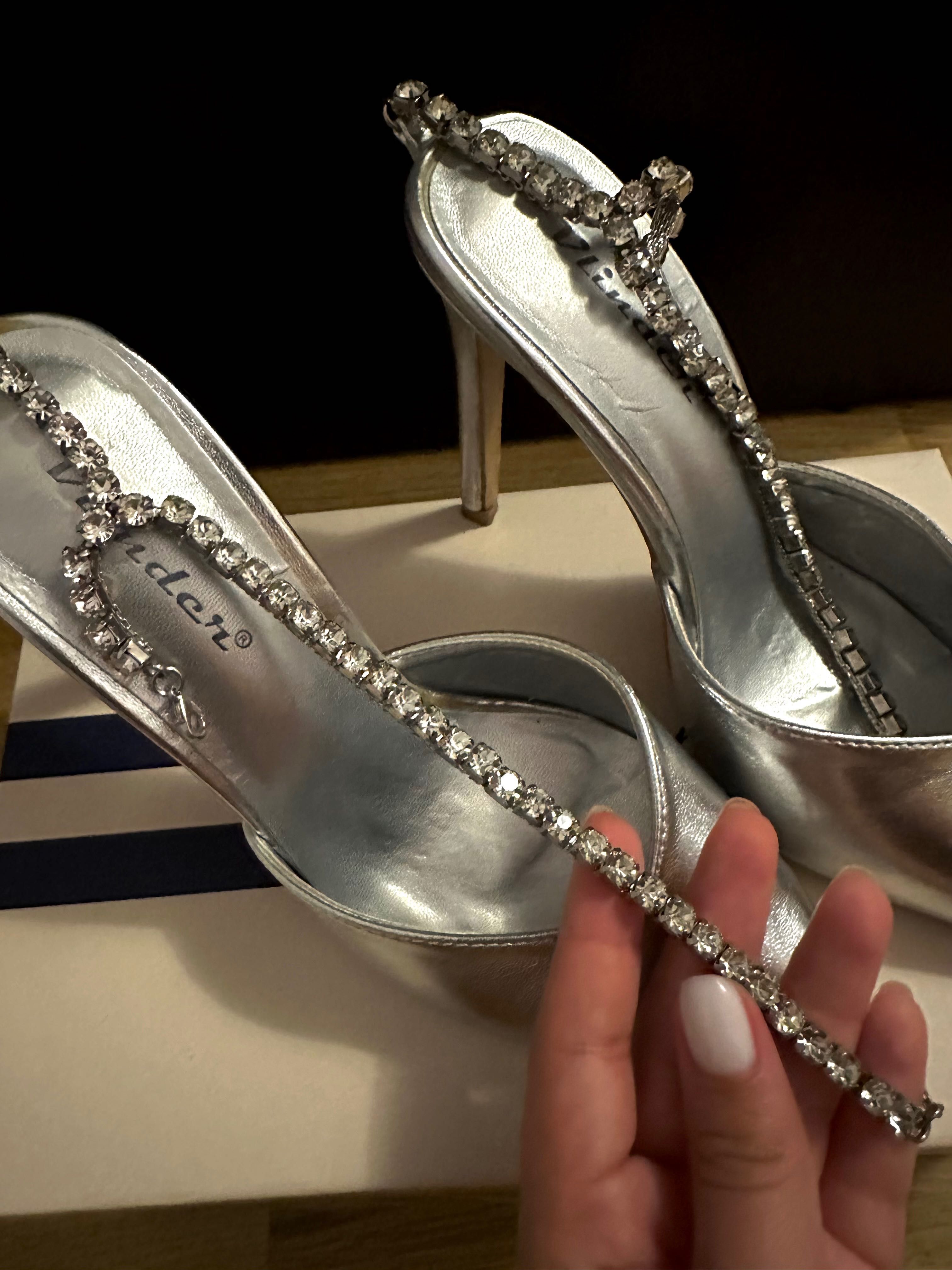 Pantofi Stiletto tip Sanda Argintii