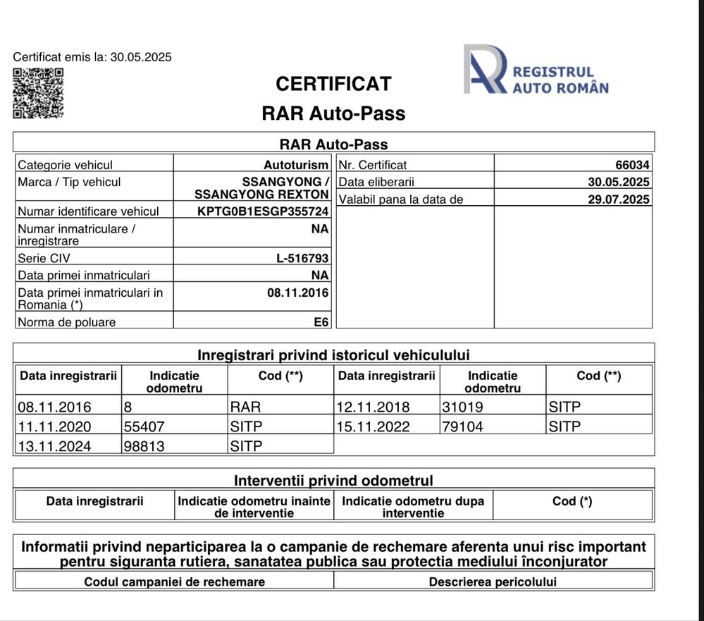 SSANGYONG Rexton 2.2XDi 4x4 182cp 7-9% mixt 99000km