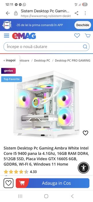 Unitate gamming + monitor 280hz