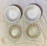 lot de 4 patru boluri mari sticla+portelan