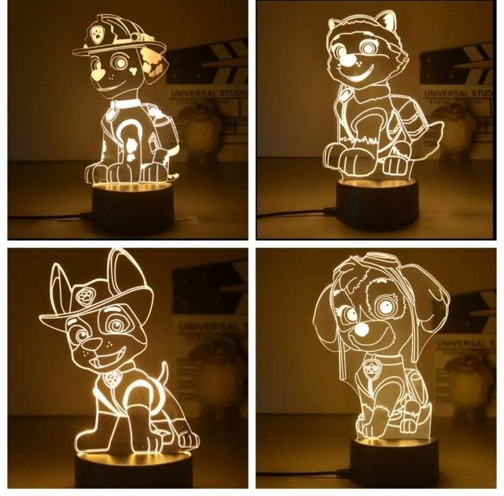 Лед лампа Пес Патрул, Paw Patrol -Тракър,Еверест, Скай и Чейс