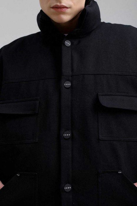 Пуховик мужской 2в1 бренд ZNWR черная куртка оверсайз