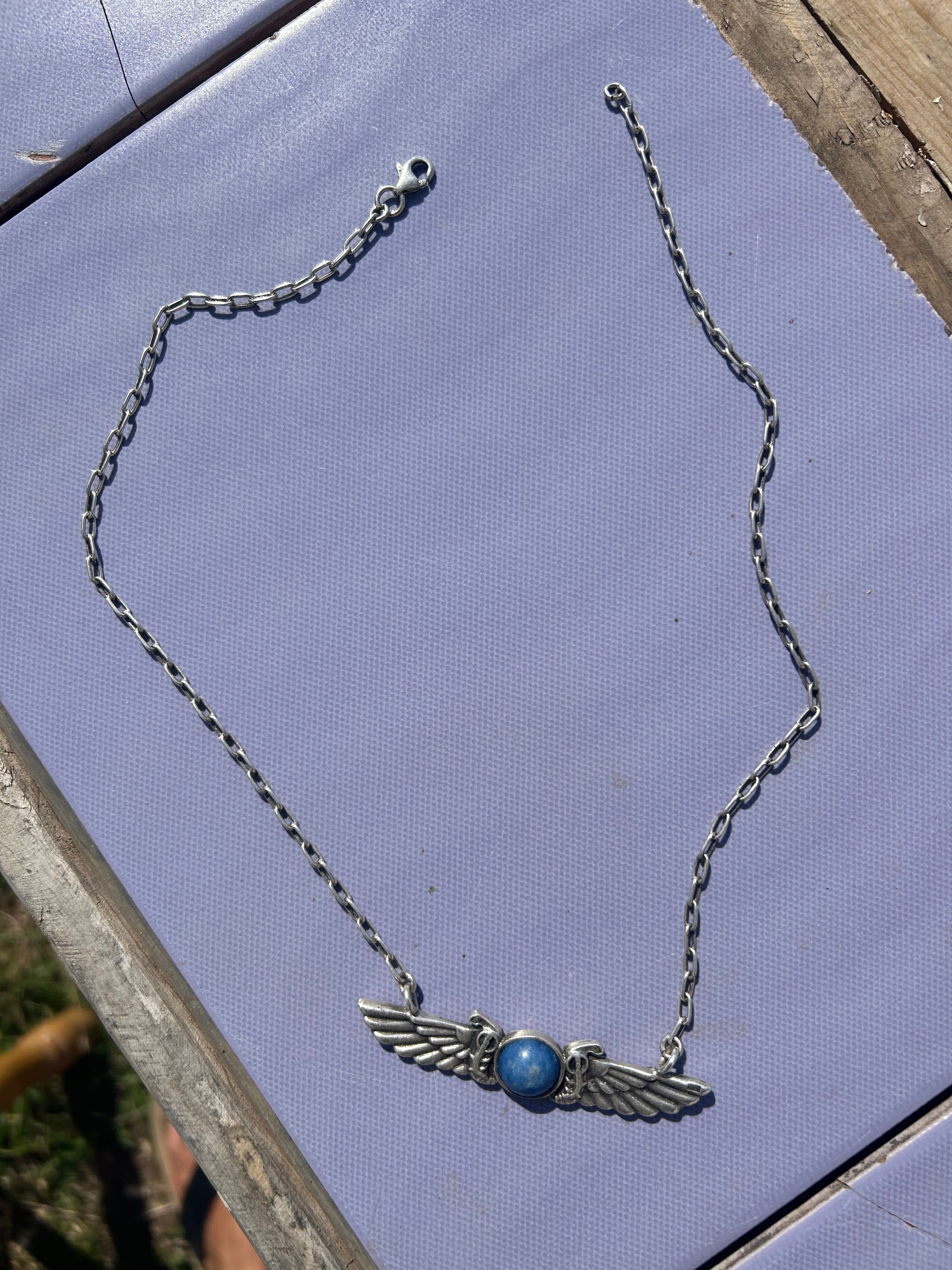 Colier argint și piatra labradorite original Egipt