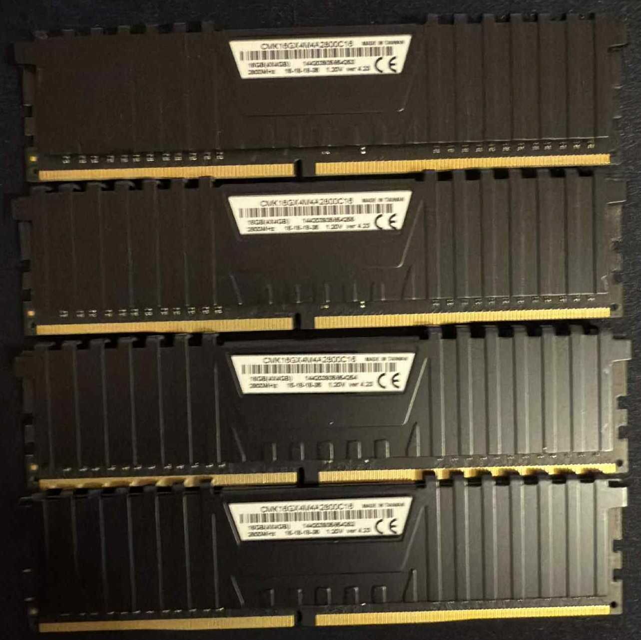 RAM 16GB 4x4gb Corsair Vengeance DDR4 2800Mhz (1 плочка без радиатор)