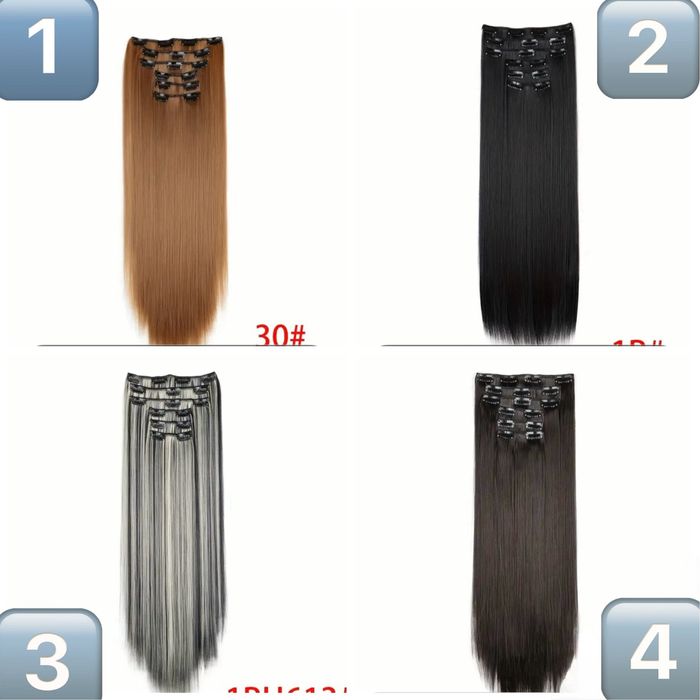 6 реда Комплект коса на редове с клипс екстеншъни 60см Термоустойчива