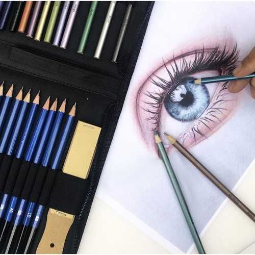 Комплект графитни моливи за рисуване и скициране 74 части