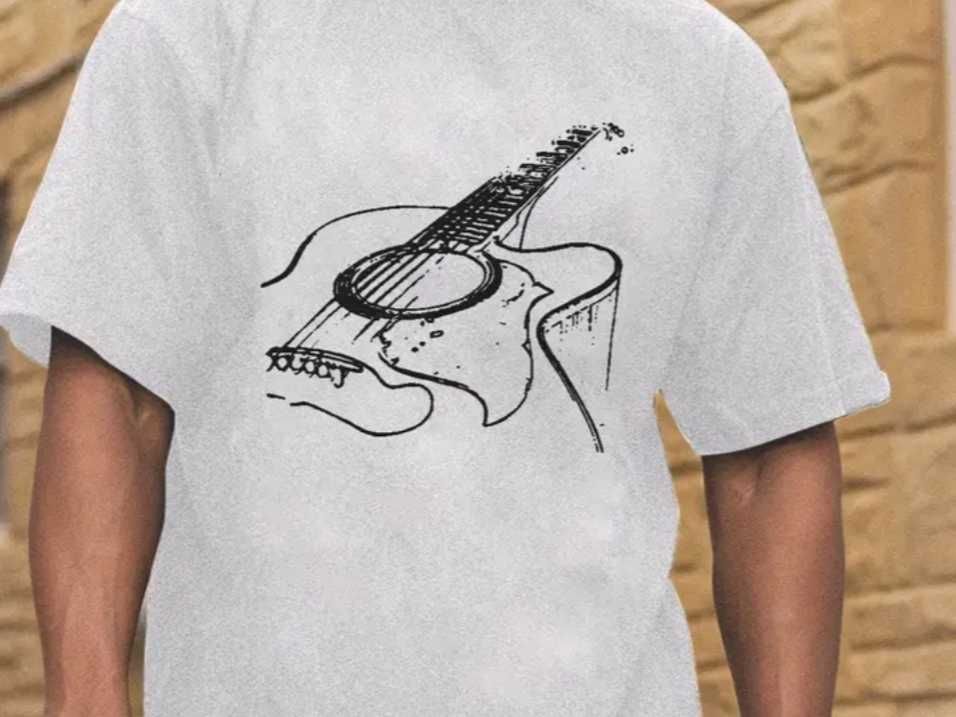 Tricou NOU la modă cu imprimeu cu chitară pentru bărbați marimea 50
