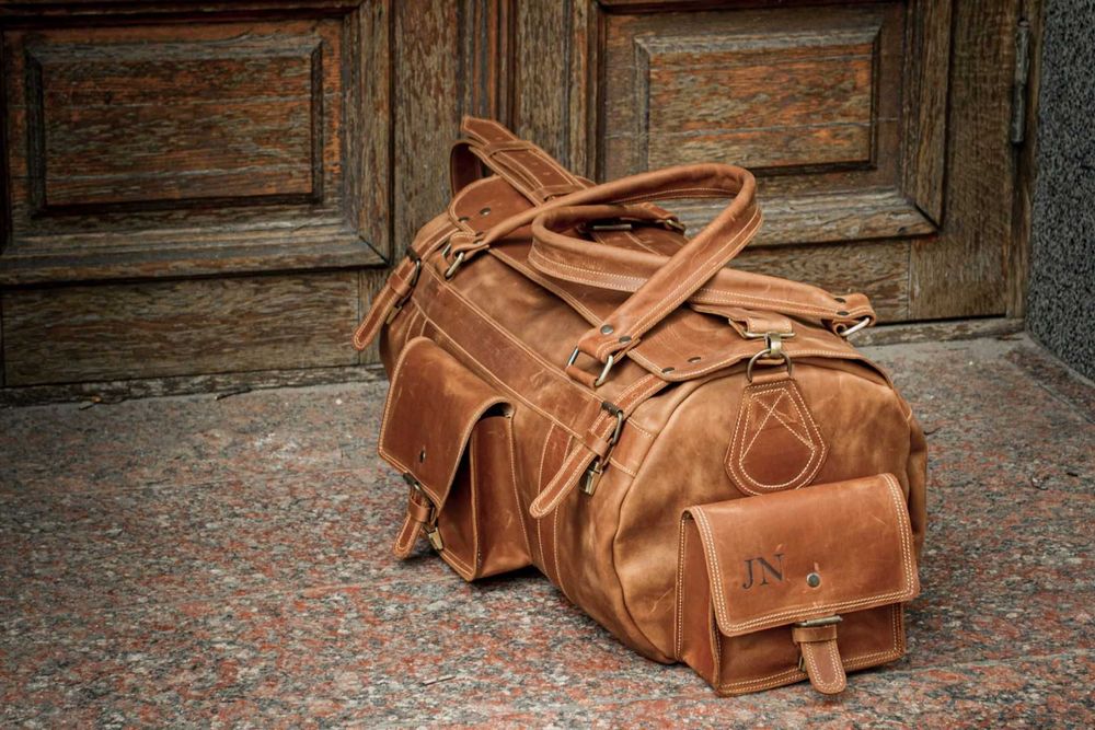 Geanta de voiaj din piele. Piele vintage. Nou. Cadou pentru bărbați