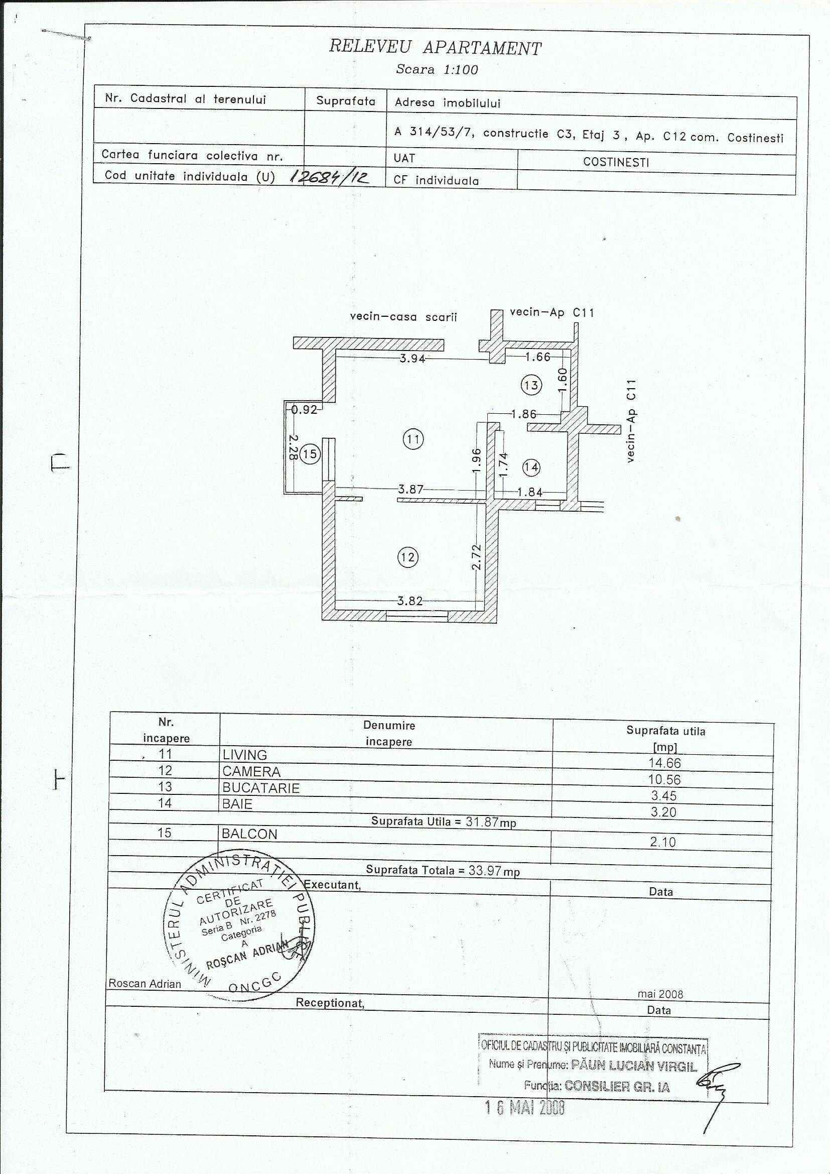 Particular vand aparament cu 2 camere in Costinesti pe faleza N