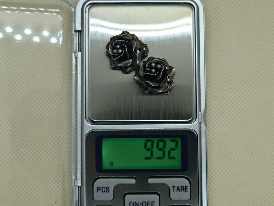 Cercei din argint TAXCO – trandafiri sculptați 3D