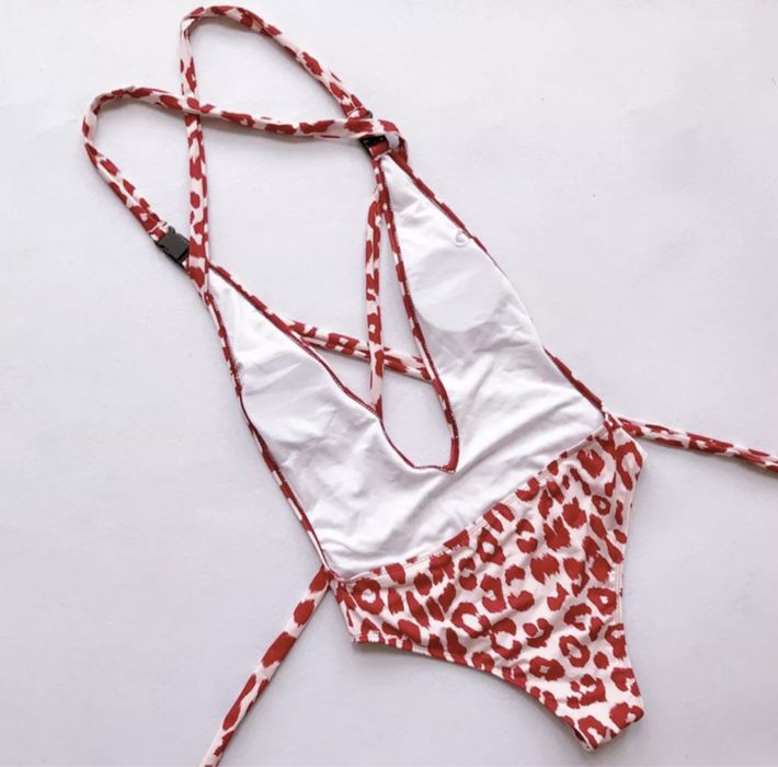 Costum baie C13 (Daira-Shop.ro) intreg Leopard bretele PushUp Reglabil