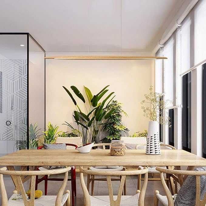 ЛЕД LED полилей Дървена димируема трапезна Таванна лампа  Дистанционно