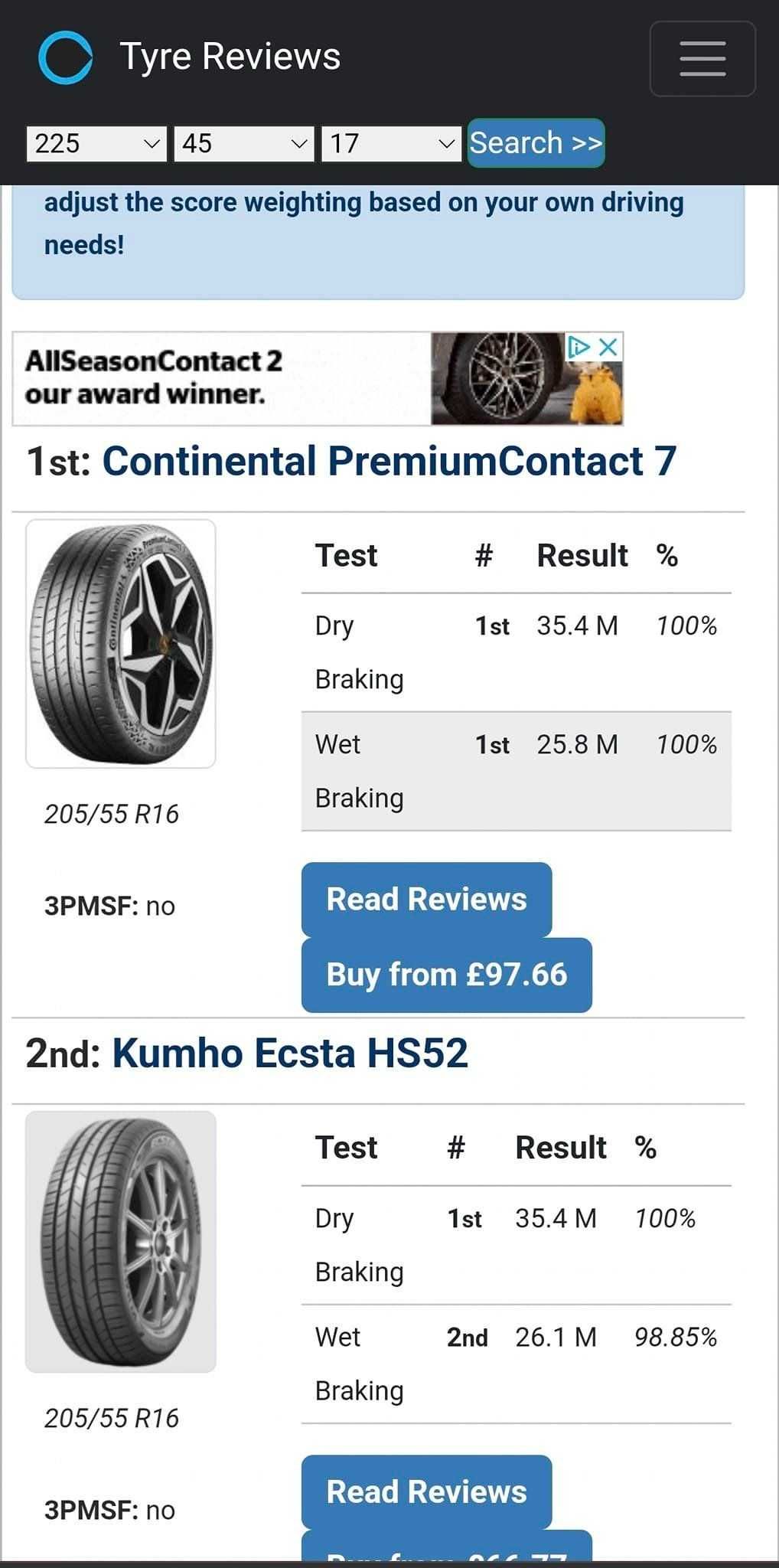 Чисто НОВИ гуми 235/45/18  Kumho ECSTA HS52