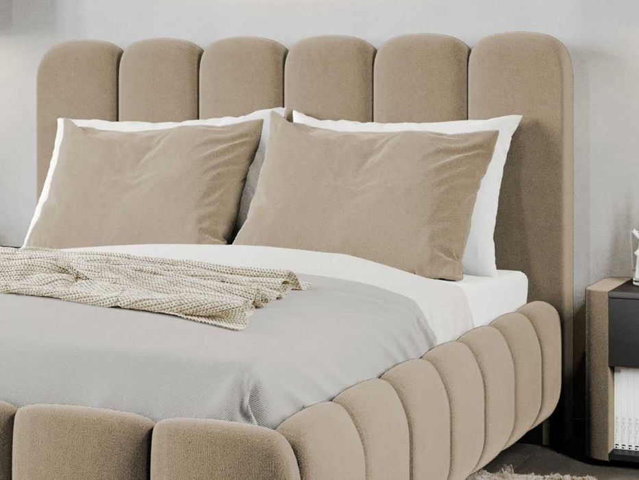 Pat Tapitat Bari Bej Velluto 3 cu somiera rabatabila si lada