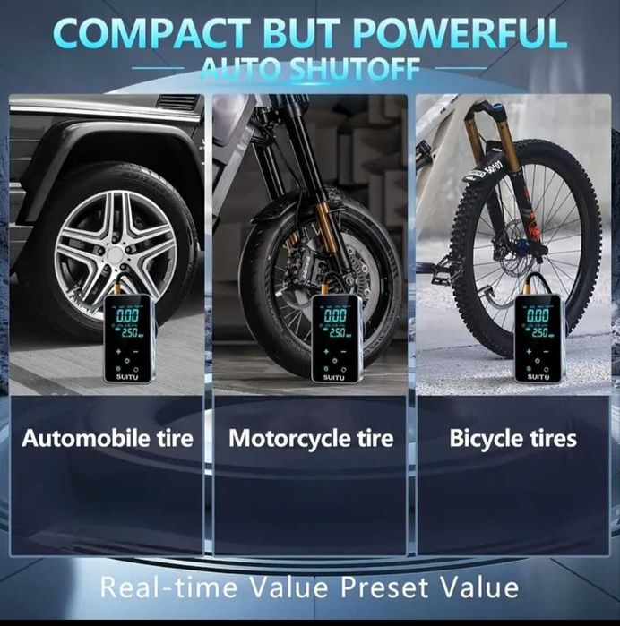 Compresor de aer cu fir, pompă de aer, manometru digital,pt auto/ AtV