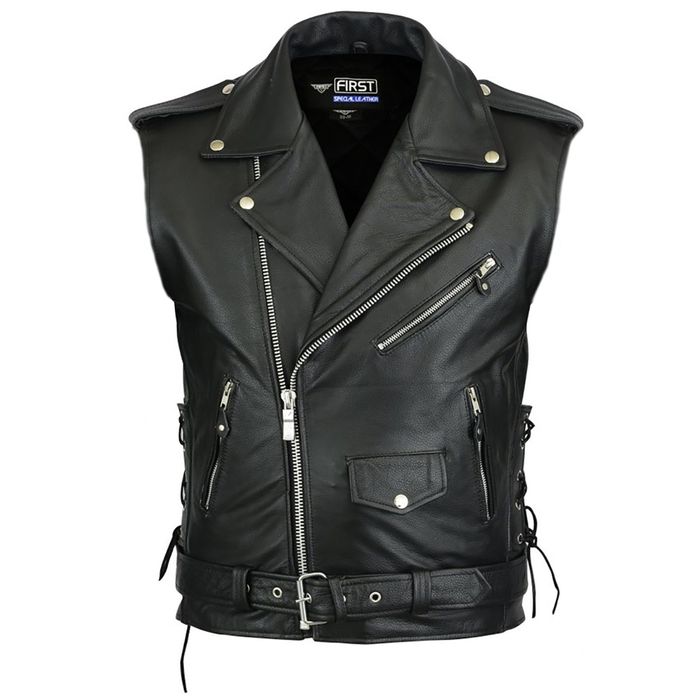 Мужские кожаные жилетки