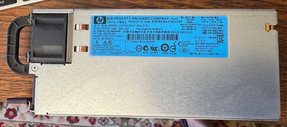 Sursă HP server 460W hotplug – HSTNS-PR17 – testată, Gen9