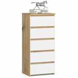 Comodă AKORD CL5 40 cm 5 sertare - stejar artizanal-alb
