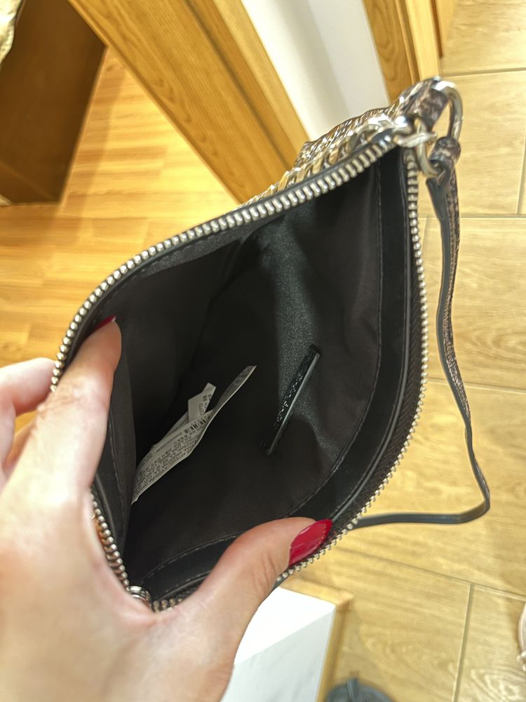 Кожена чанта (плик) ZARA змийски десен в синьо