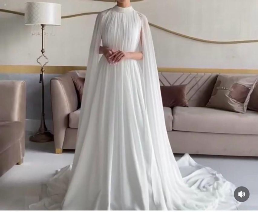 Кыз узату платье с накидкой и саукеле